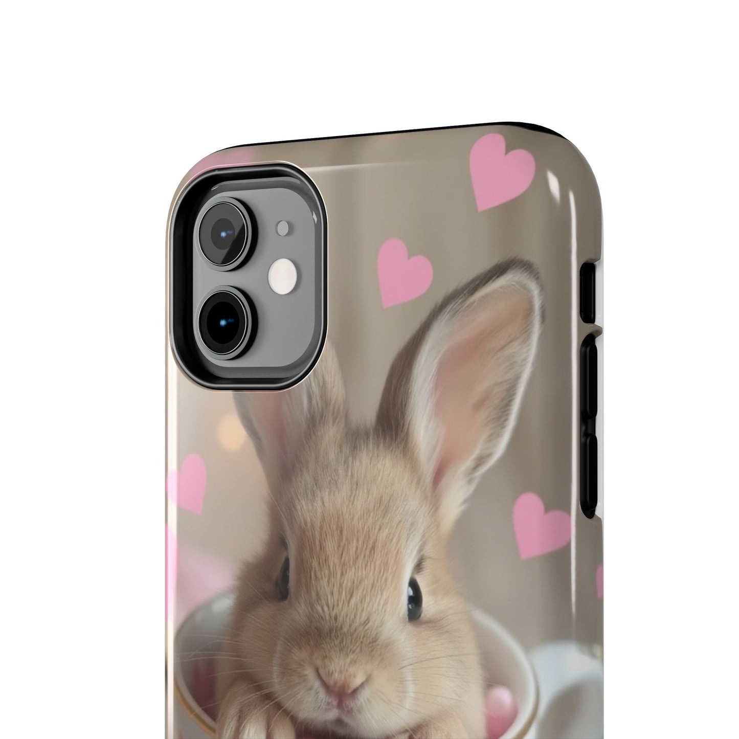Adorable Bunny Phone Case with Heart Design - Cute Gift for Animal Lovers