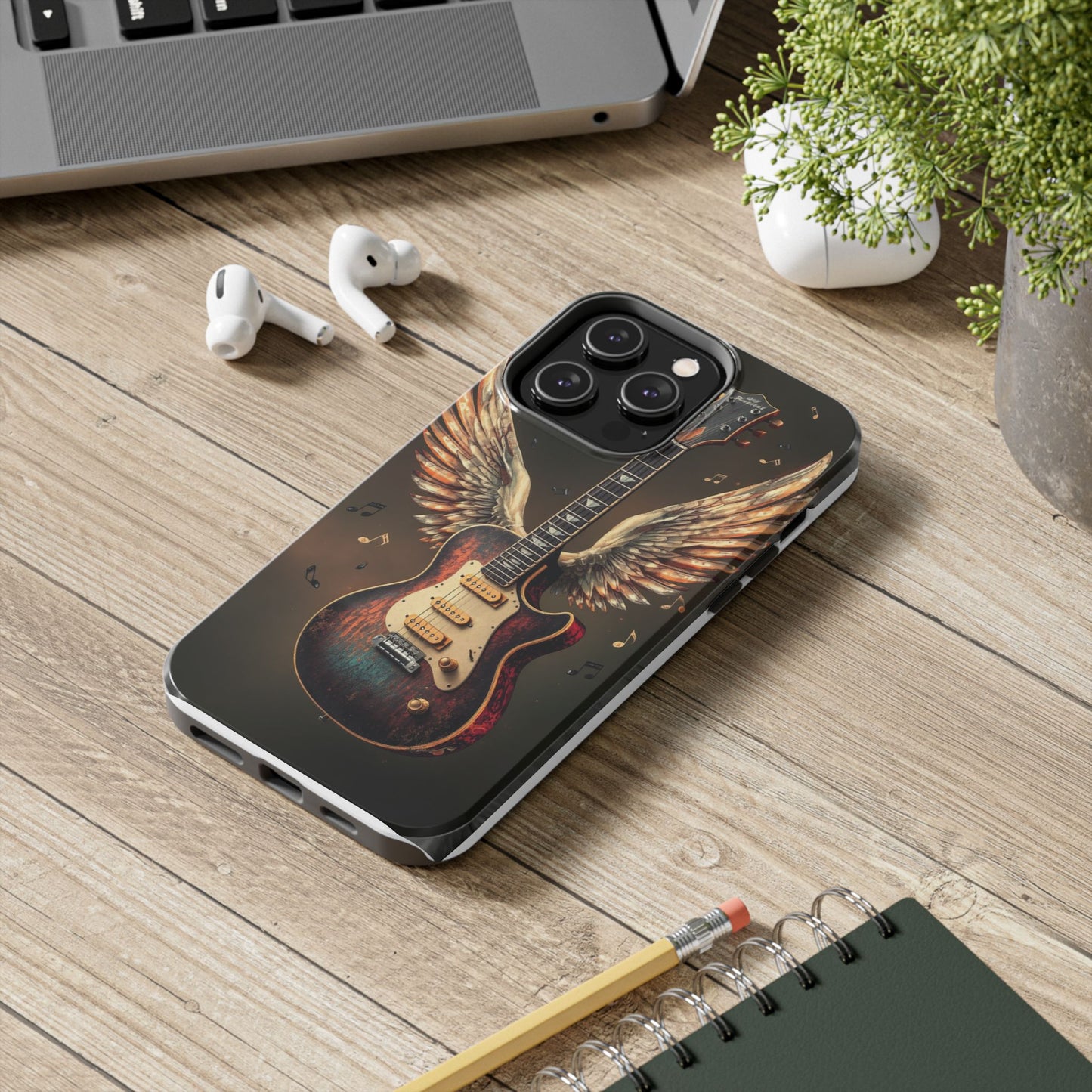 Inspirational Guitar Wing Phone Case - Tough Protection for Music Lovers