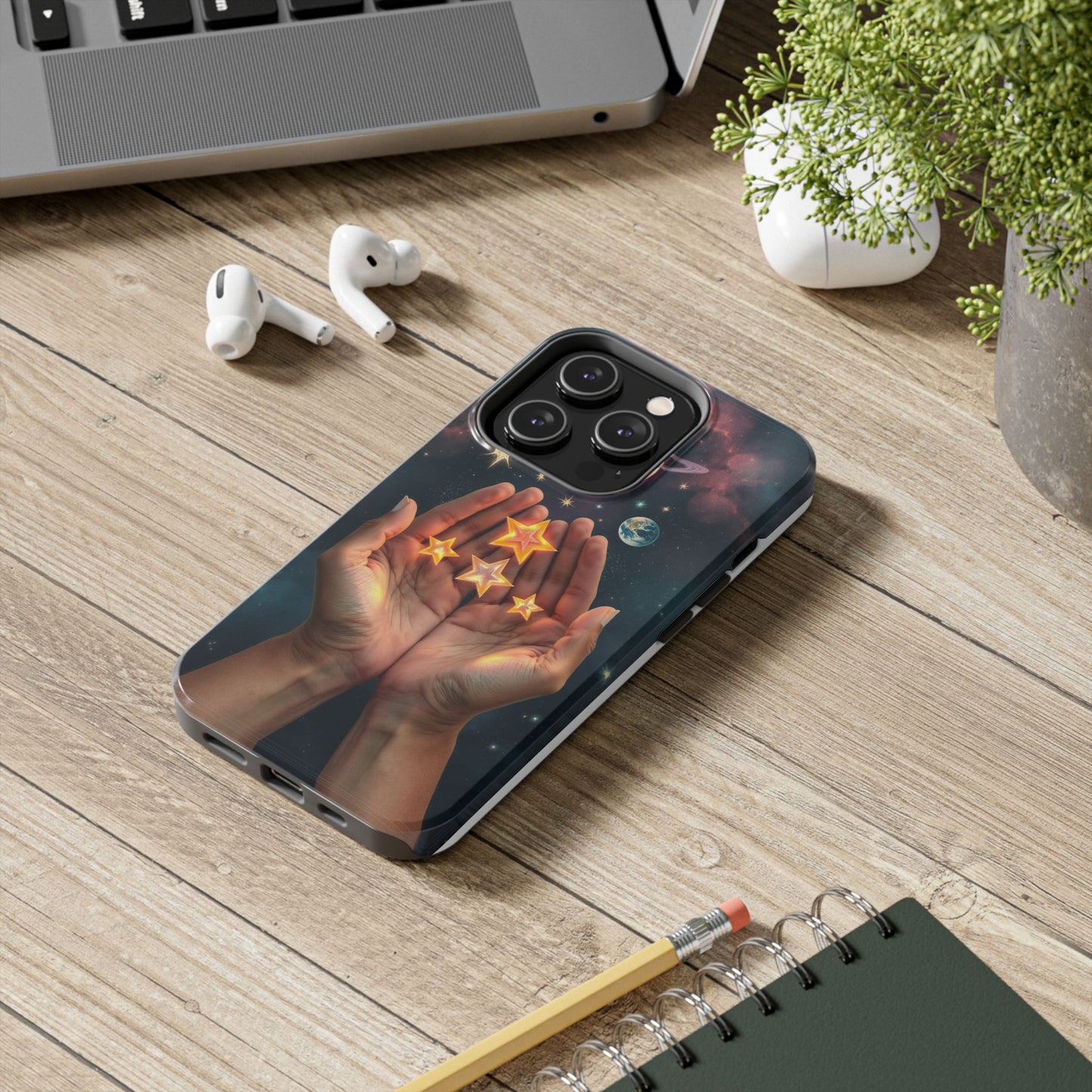 Galaxy Hands Tough Phone Case - Celestial Design for Star Lovers
