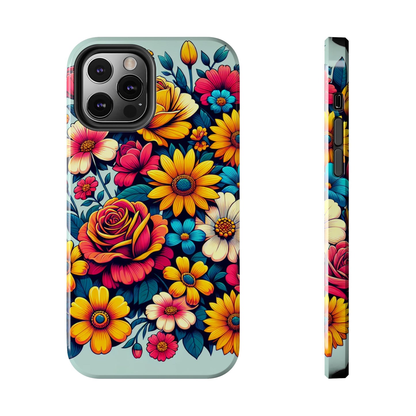 Vibrant Floral Tough Phone Case - Colorful Flower Design - for iPhone