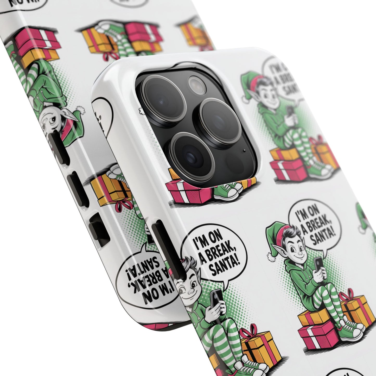 Christmas Elf Tough Phone Case - I'm on a Break, Santa Pattern!
