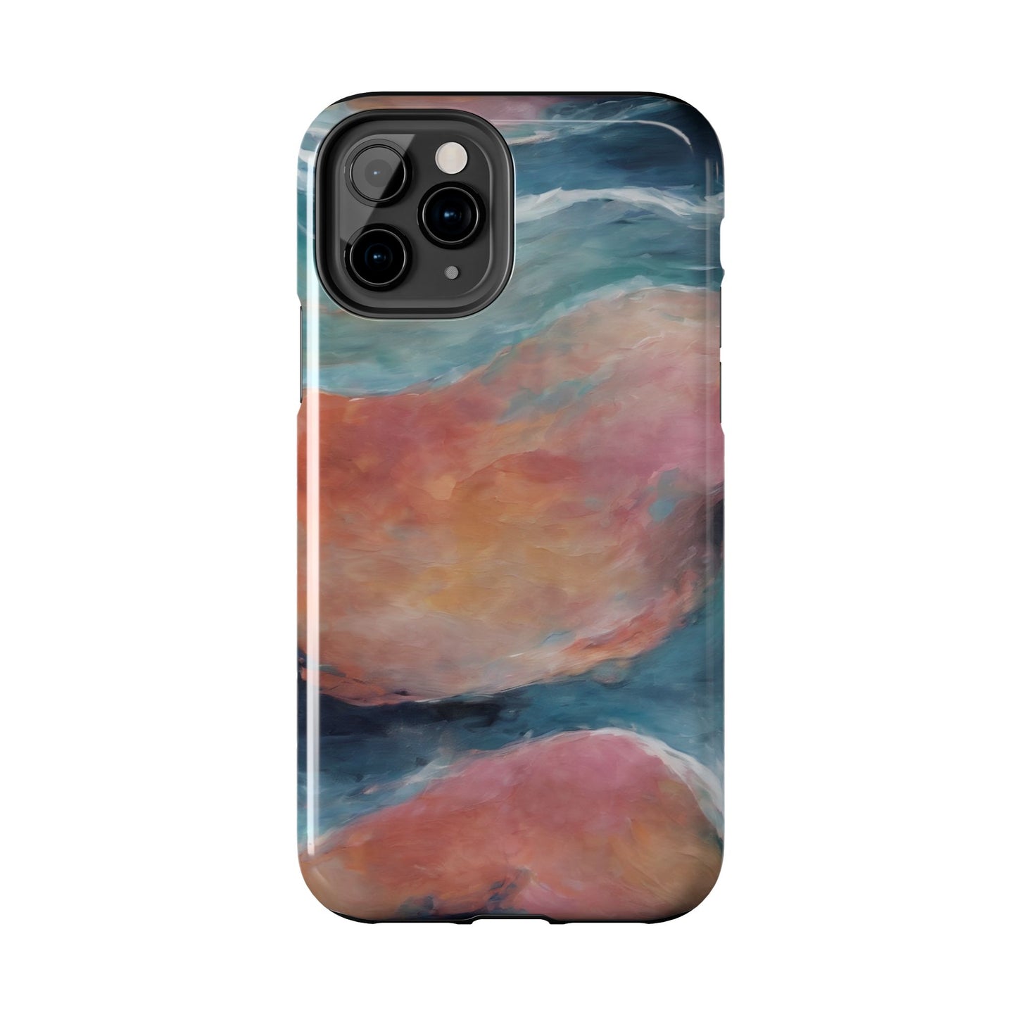 Artistic Painted Sea Tough Phone Case - Abstract Waves Design - for iPhone
