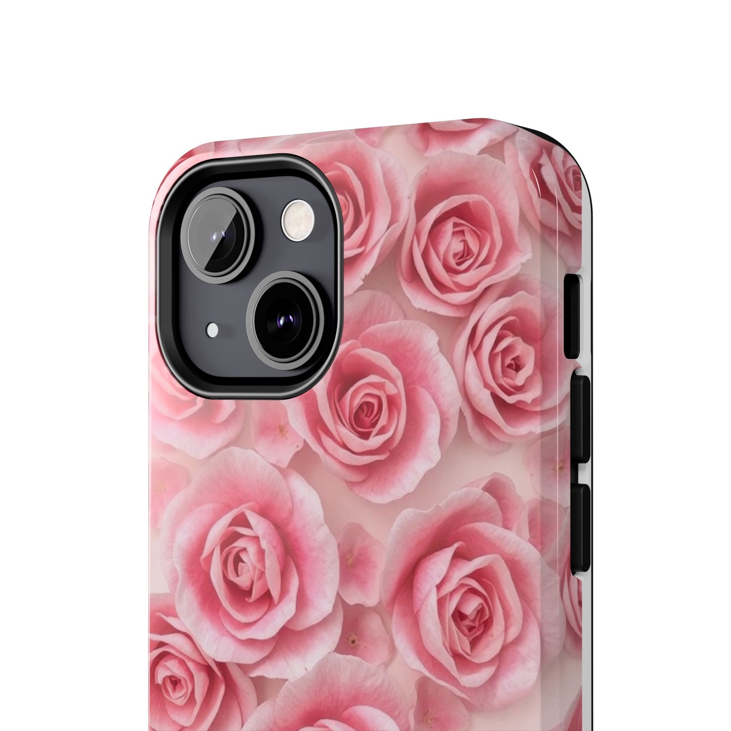 Floral Tough Phone Case - Pink Rose Design, Durable Protection for Flower Lovers