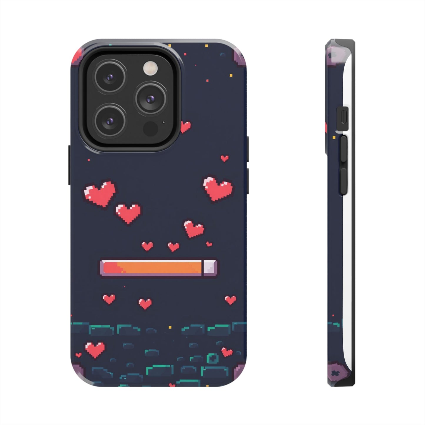 Pixel Heart Tough Phone Case - Retro Gamer Style for Valentine's Day