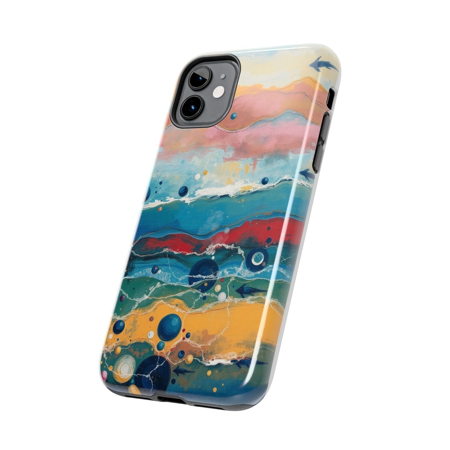 Artistic Tough Phone Case - Vibrant Waves Design for Unique Style