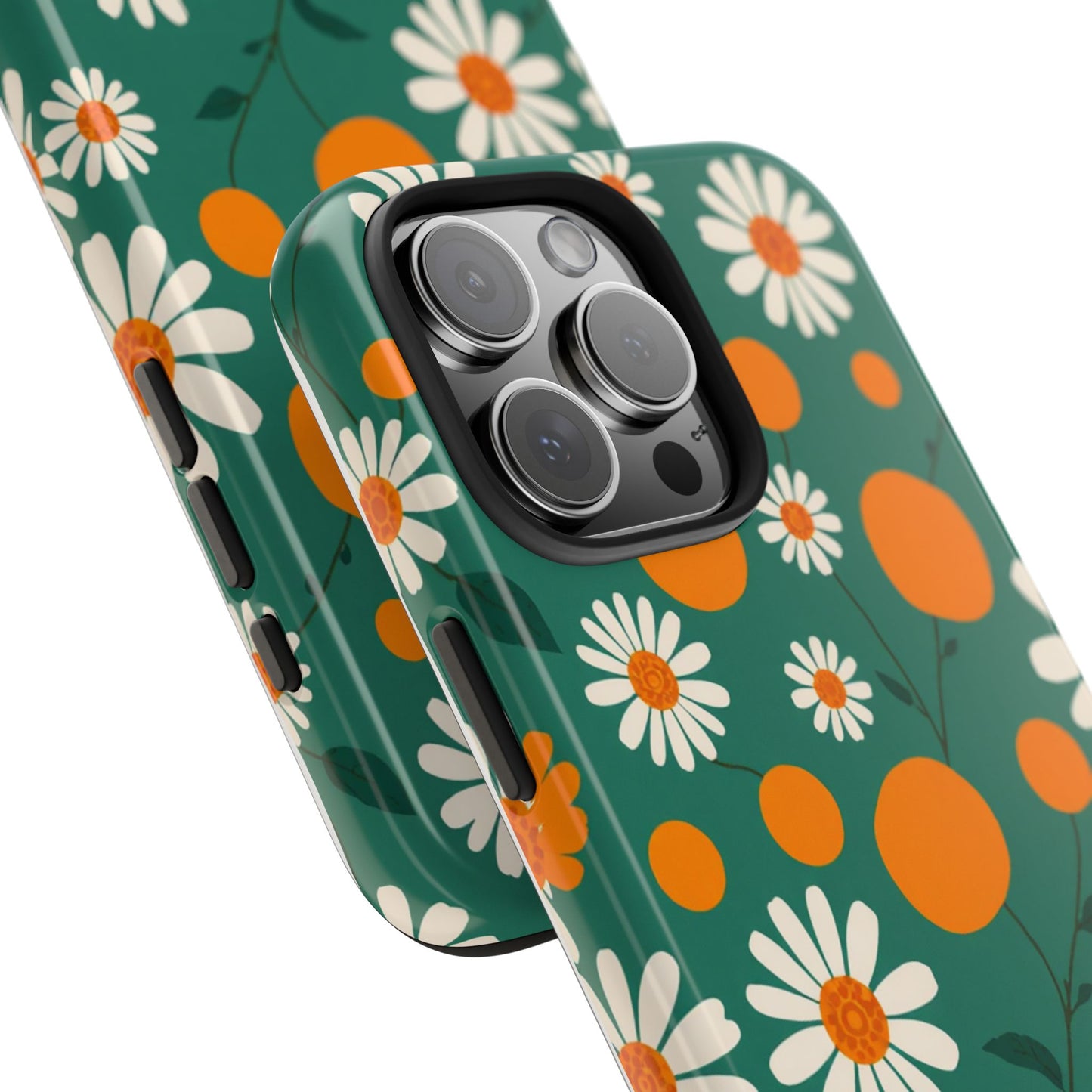 Floral Tough Phone Case - Daisy & Orange Design