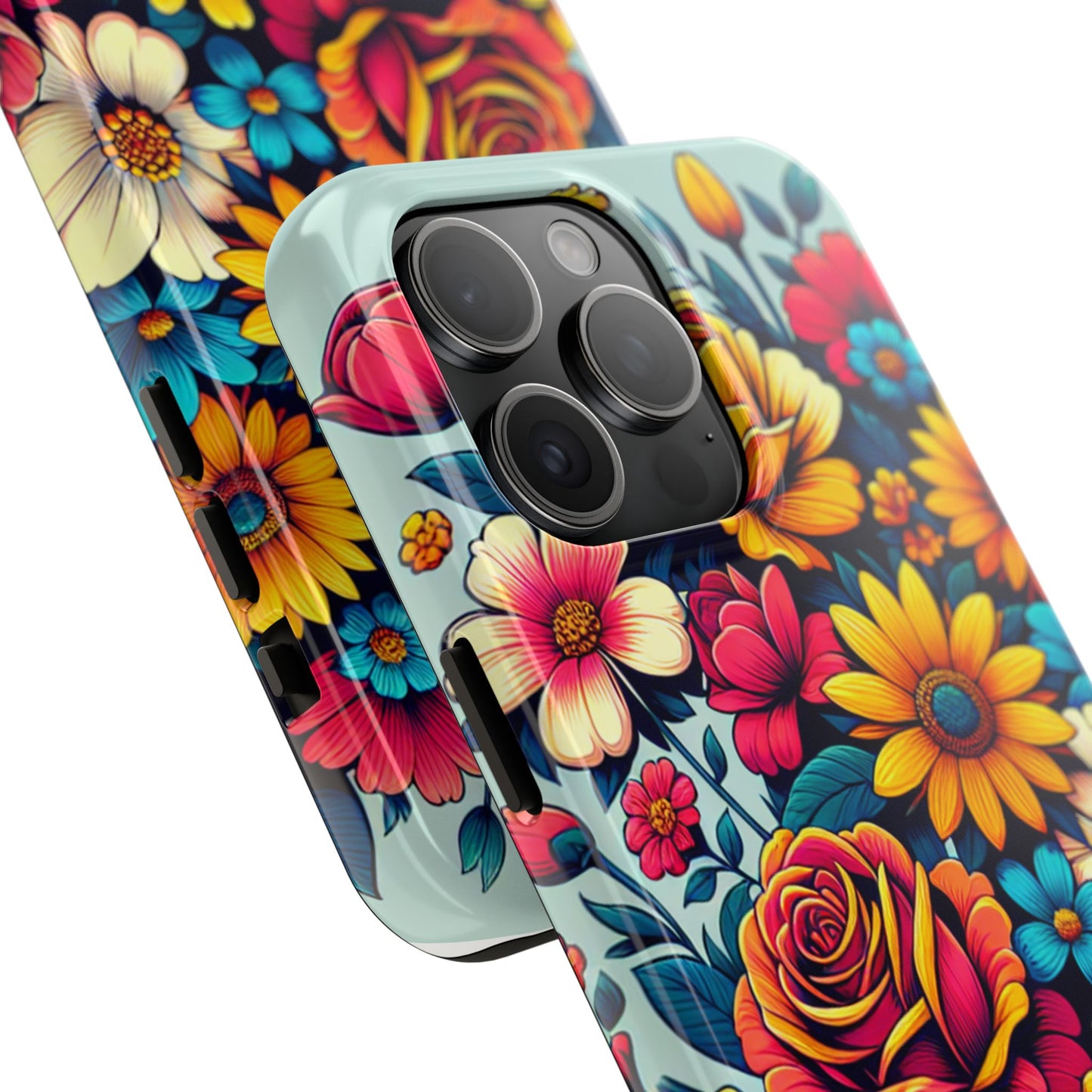 Vibrant Floral Tough Phone Case - Colorful Flower Design - for iPhone