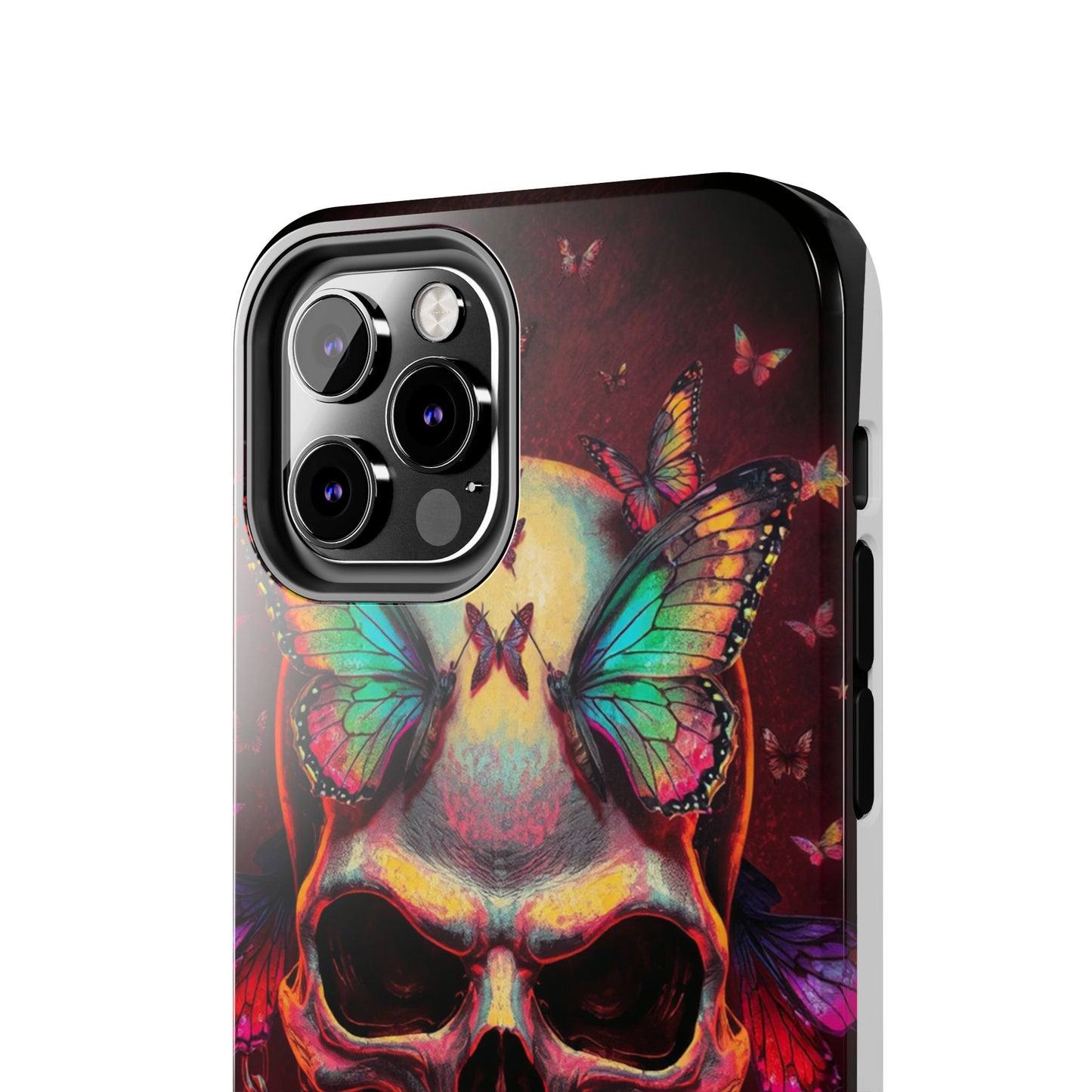 Gothic Skull Phone Case with Butterflies - Durable Tough Phone Case