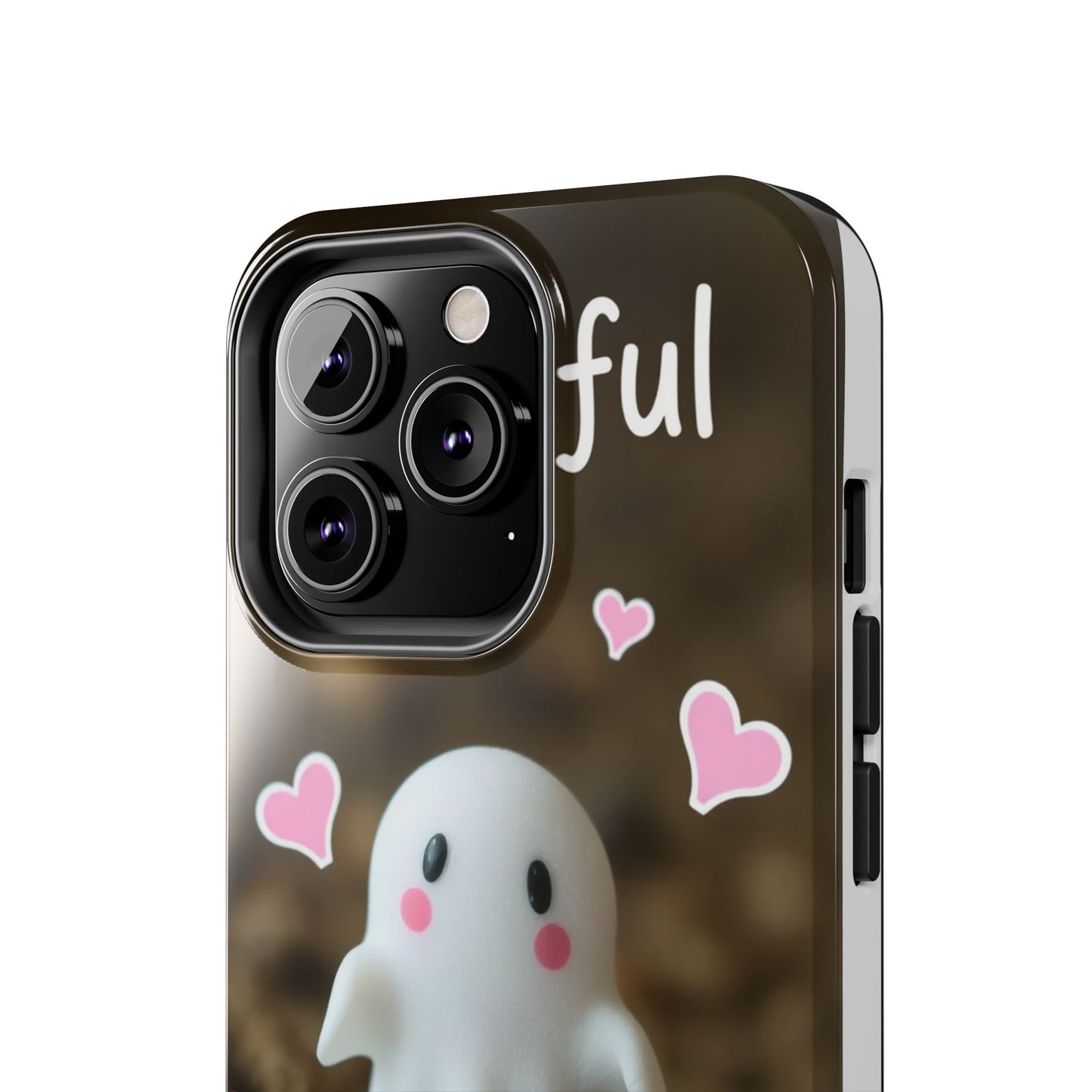 Cute Ghost Tough Phone Case - Beautiful Design with Heart Accents