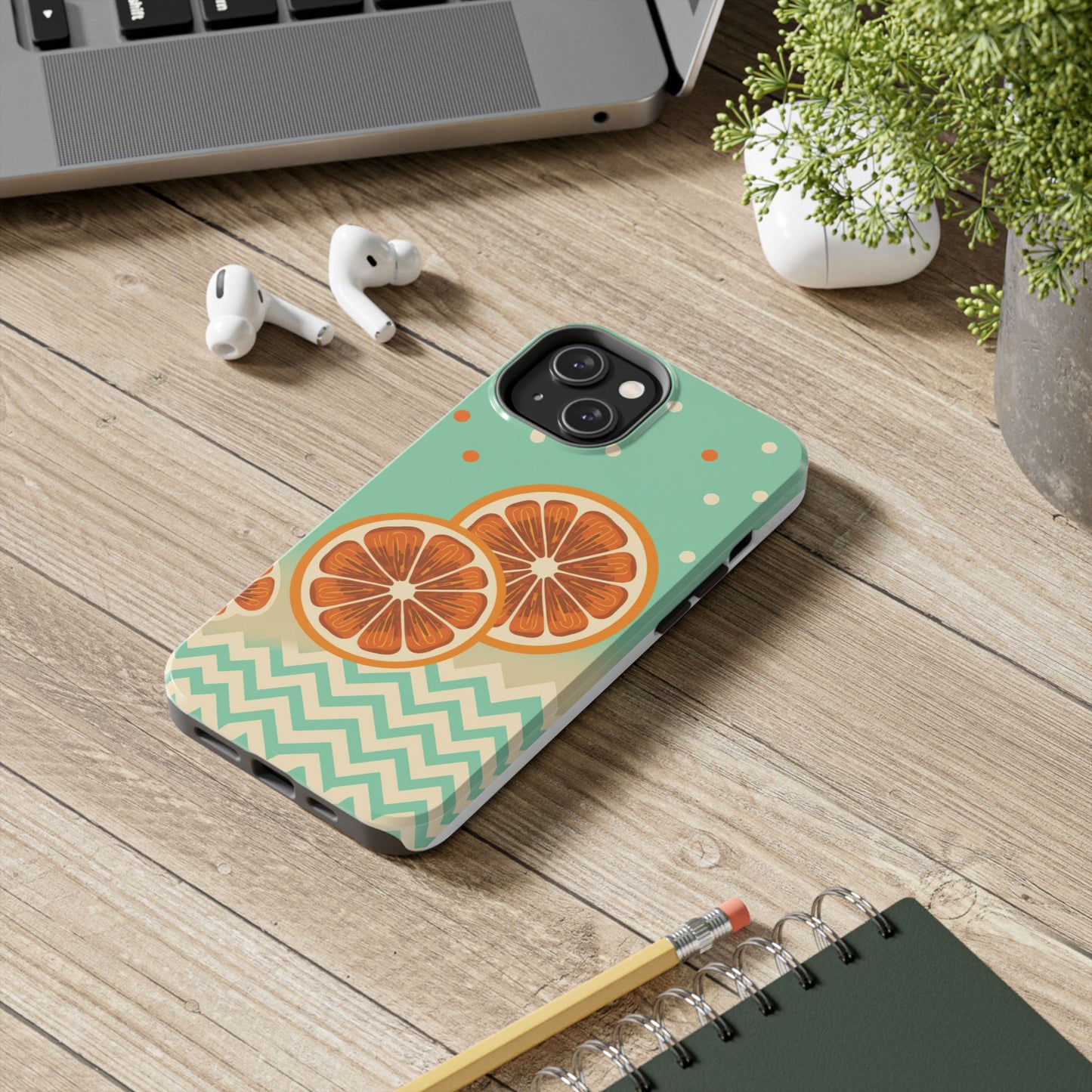 Citrus Vibe Tough Phone Case - Fun Orange Slice Design