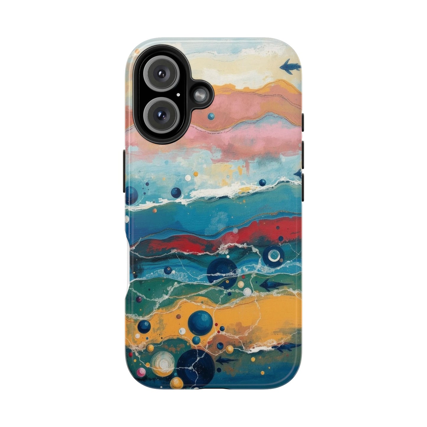 Artistic Tough Phone Case - Vibrant Waves Design for Unique Style