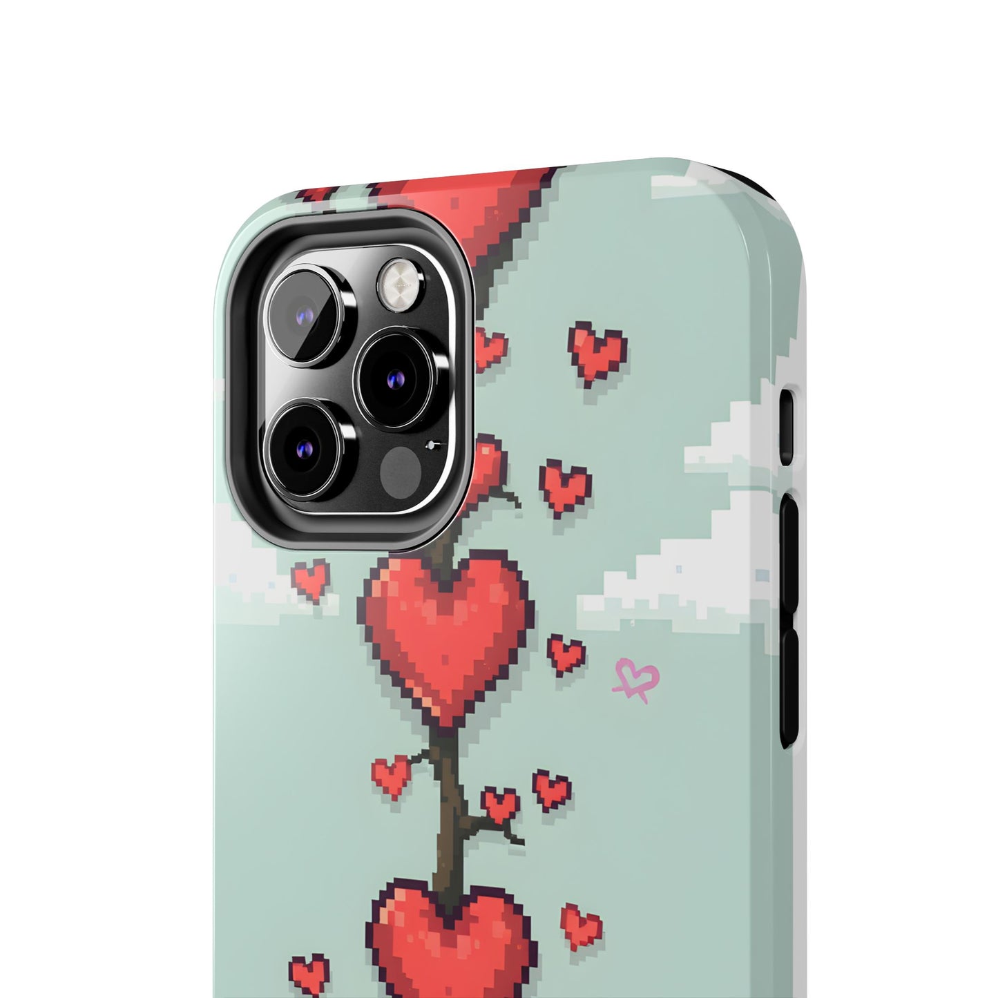 Pixelated Love Hearts Tree | Tough Phone Case - Cute Design - for iPhone