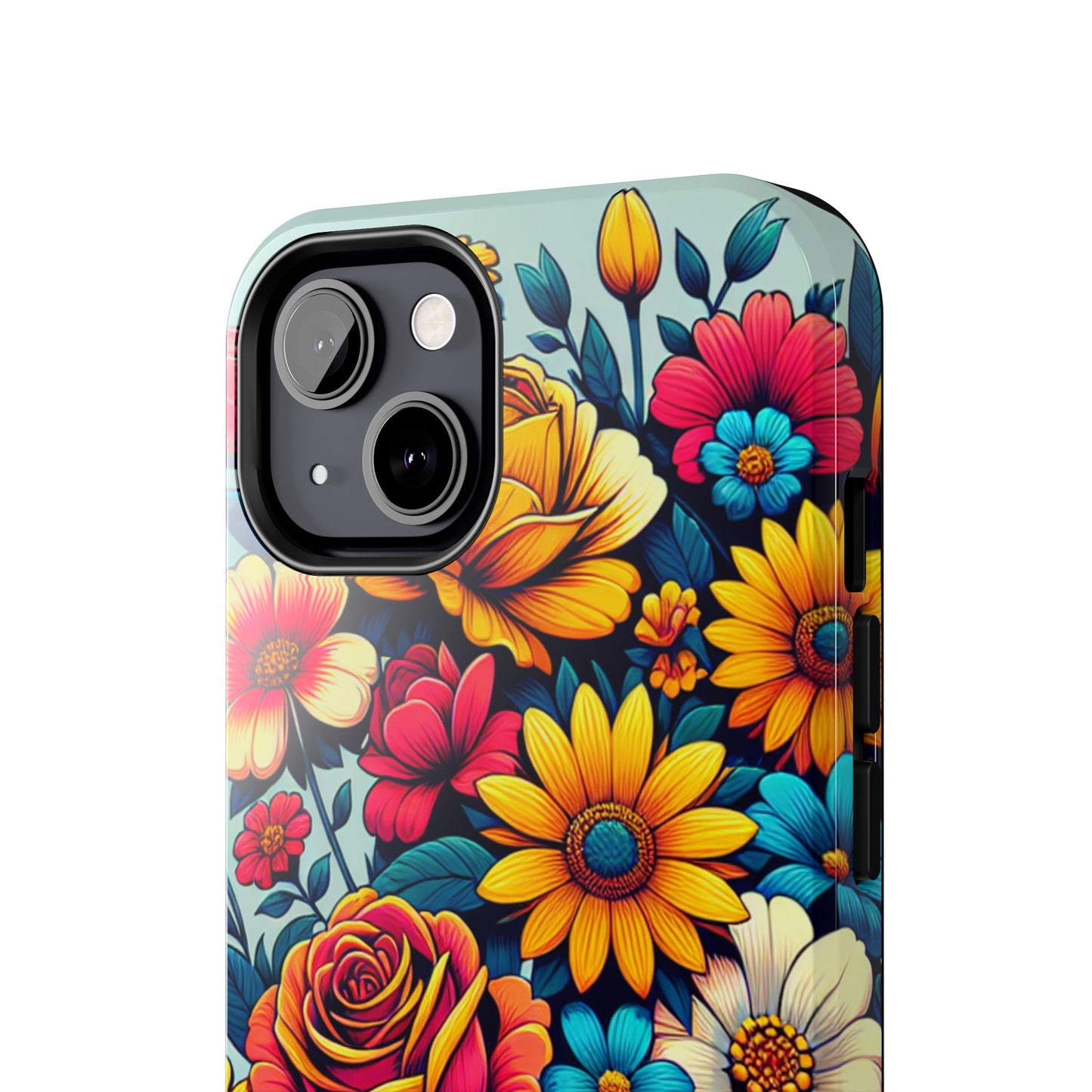 Vibrant Floral Tough Phone Case - Colorful Flower Design - for iPhone