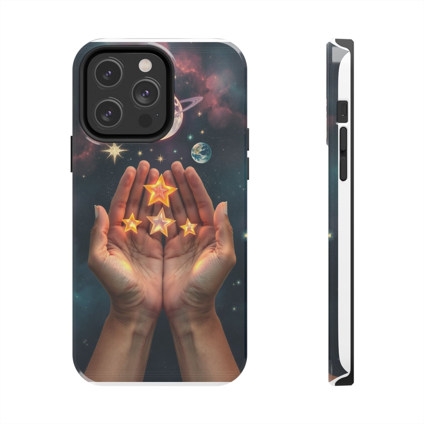 Galaxy Hands Tough Phone Case - Celestial Design for Star Lovers