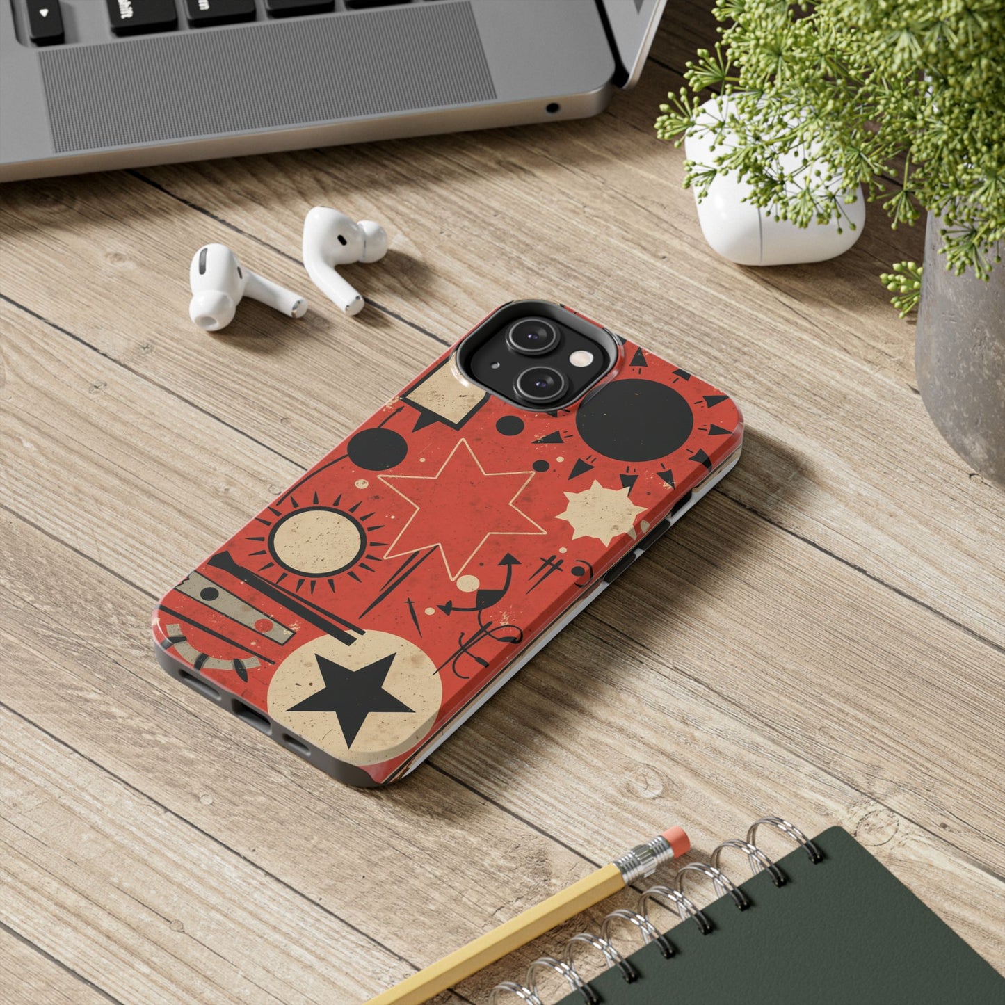 Retro Bold Tough Phone Case - Unique Geometric Design - for iPhone