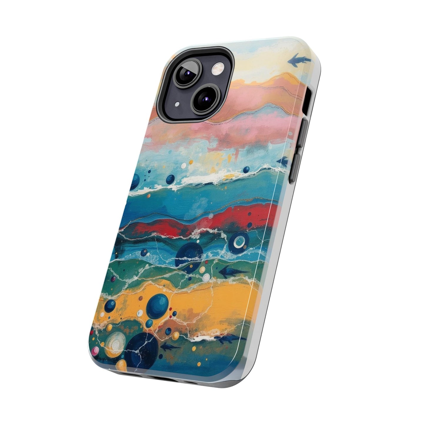Artistic Tough Phone Case - Vibrant Waves Design for Unique Style