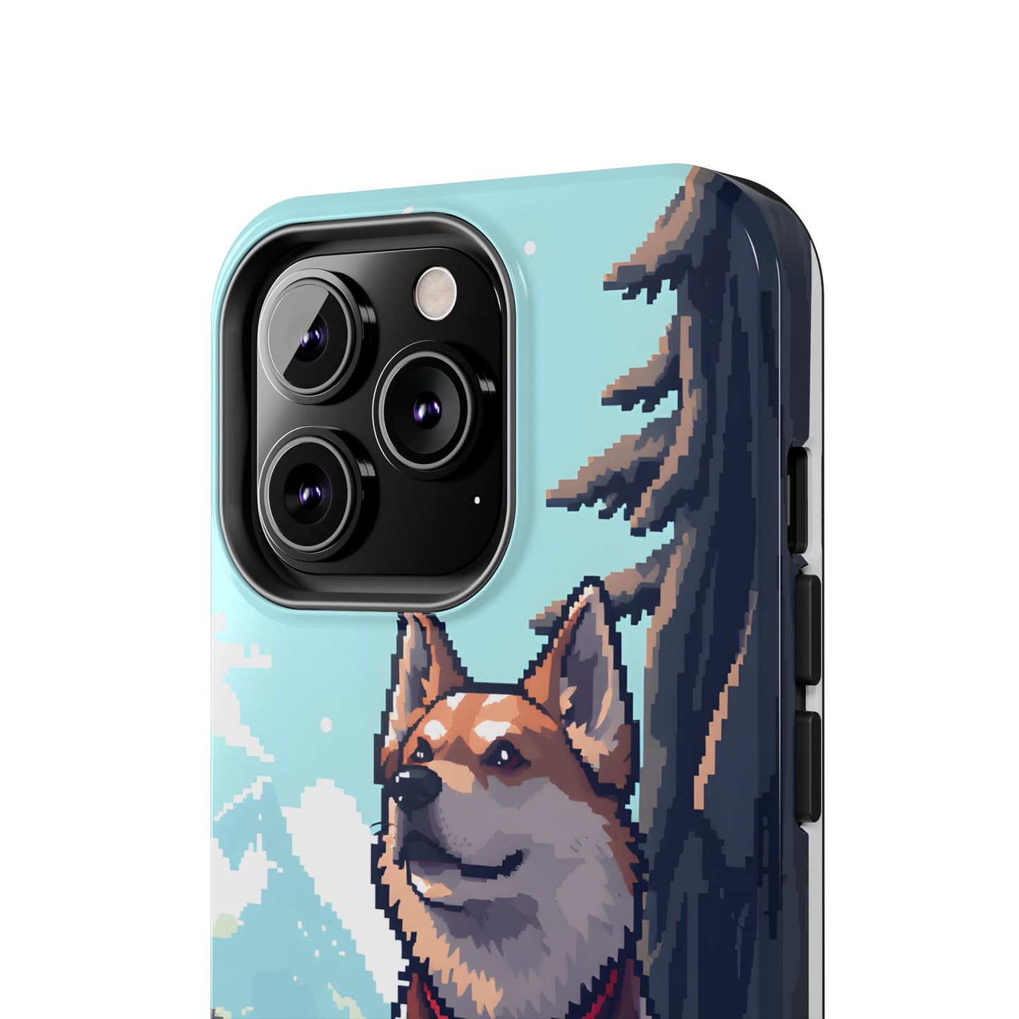 Retro Dog Adventure Tough Phone Case - Pixel Art Shiba Inu Design - for iPhone