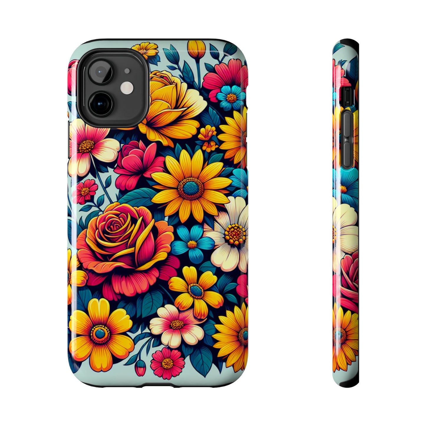 Vibrant Floral Tough Phone Case - Colorful Flower Design - for iPhone