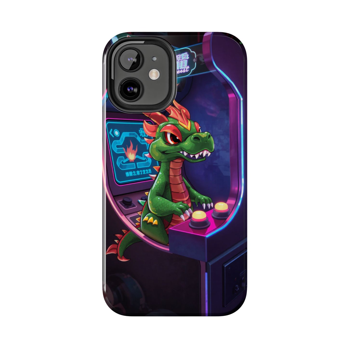 Retro Gamer Tough Phone Case with Dragon Design