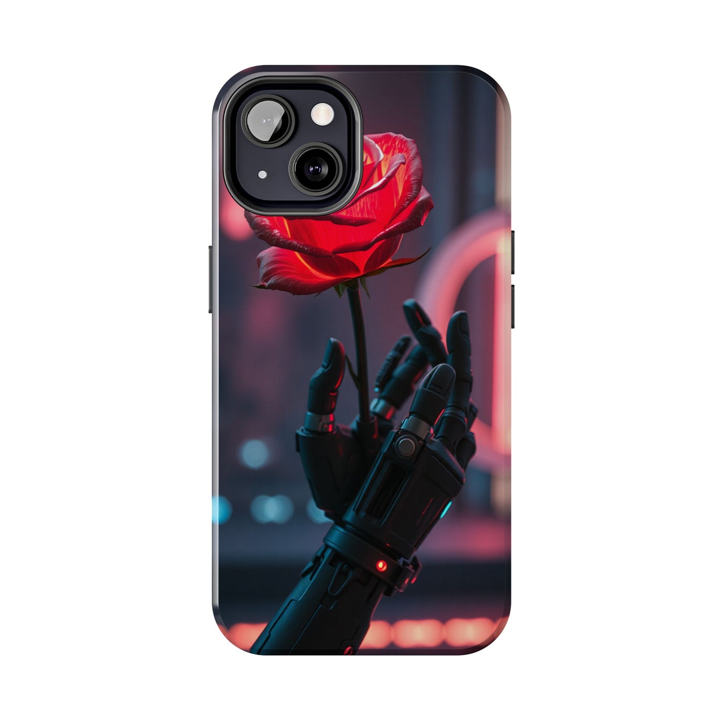 Futuristic Tough Phone Case with Robotic Rose Design | Durable Protection