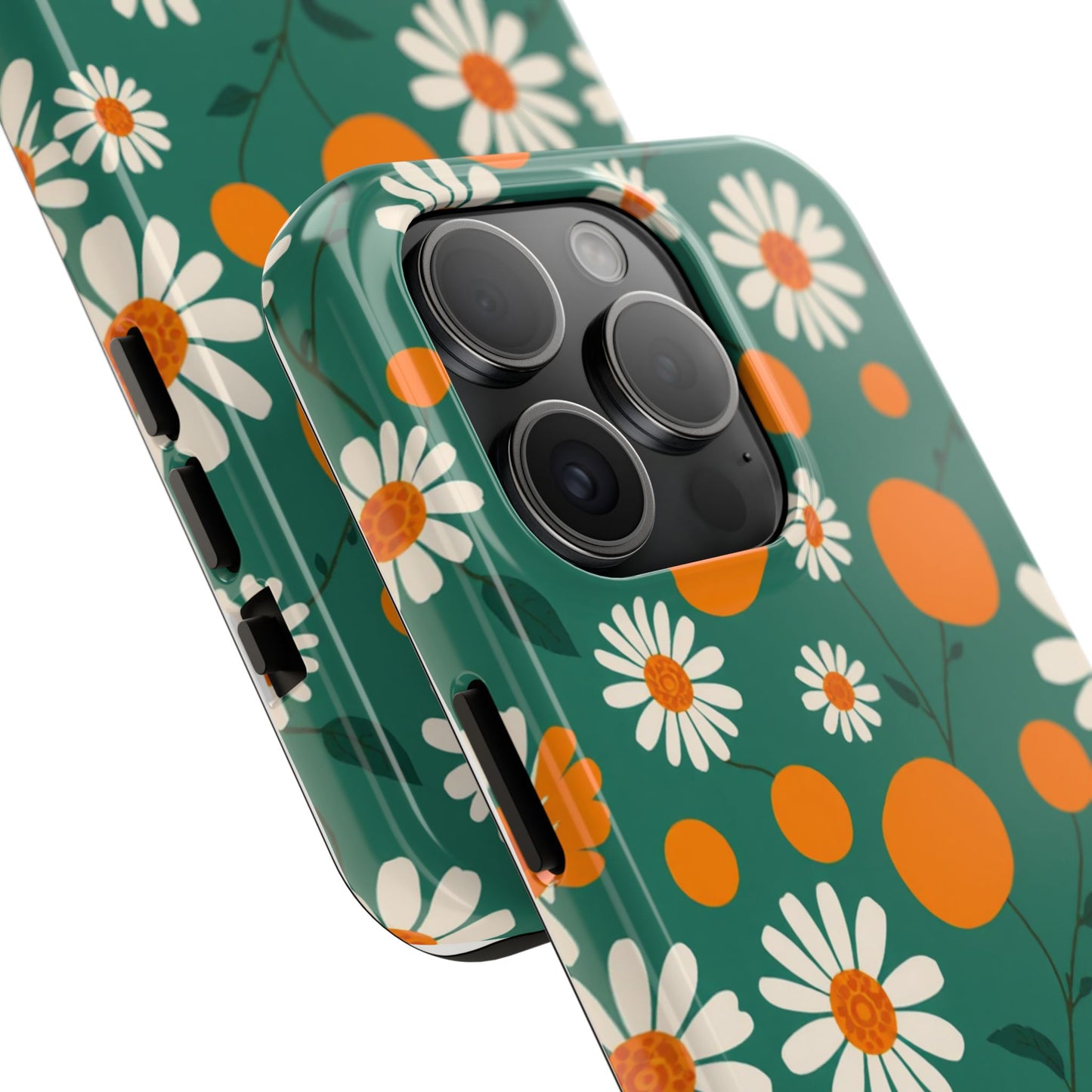 Floral Tough Phone Case - Daisy & Orange Design