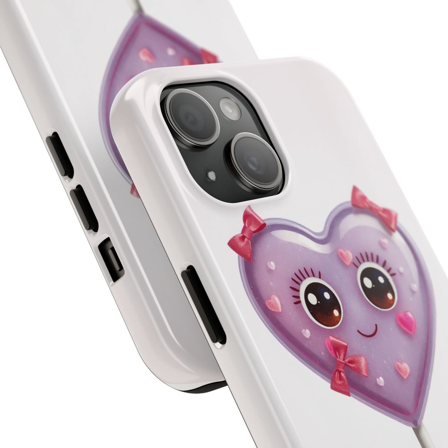 Cute Heart Lollipop Tough Phone Case - Adorable Protection for Candy Lovers