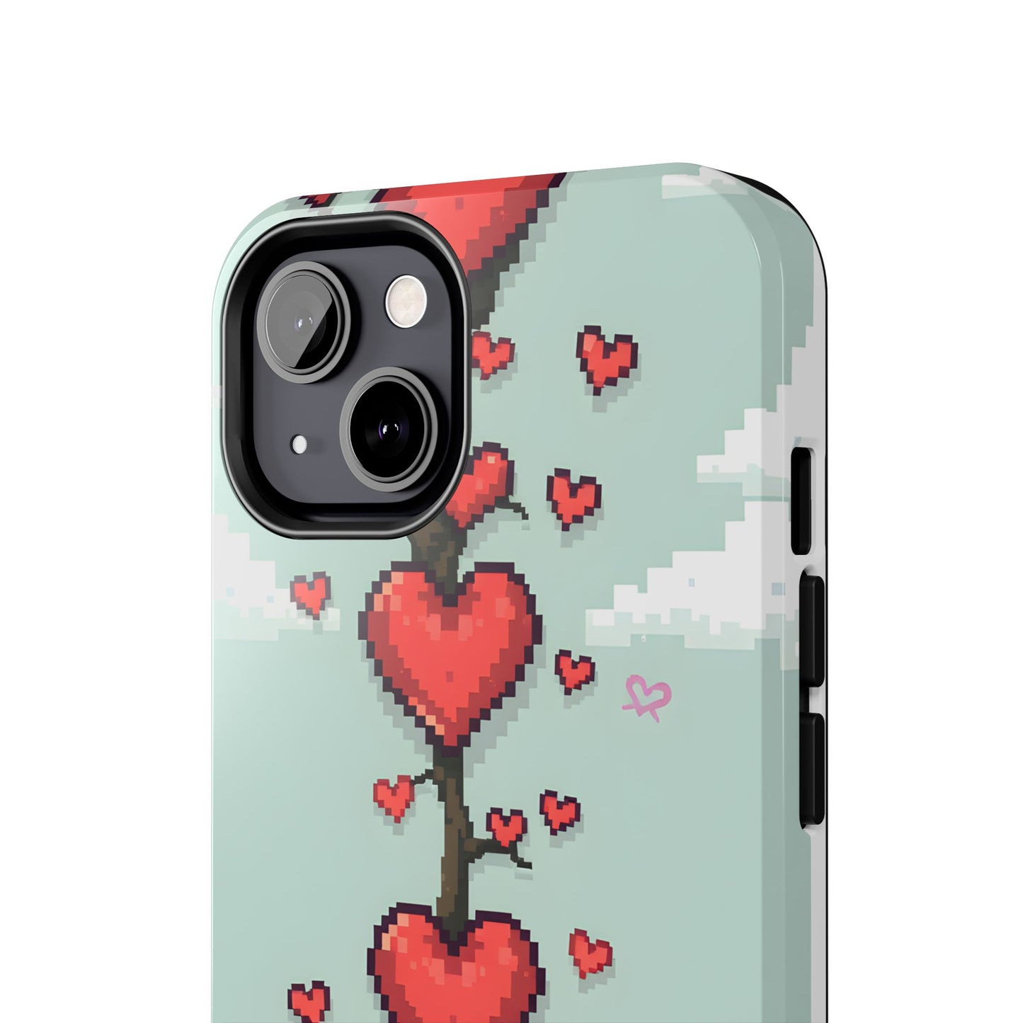 Pixelated Love Hearts Tree | Tough Phone Case - Cute Design - for iPhone