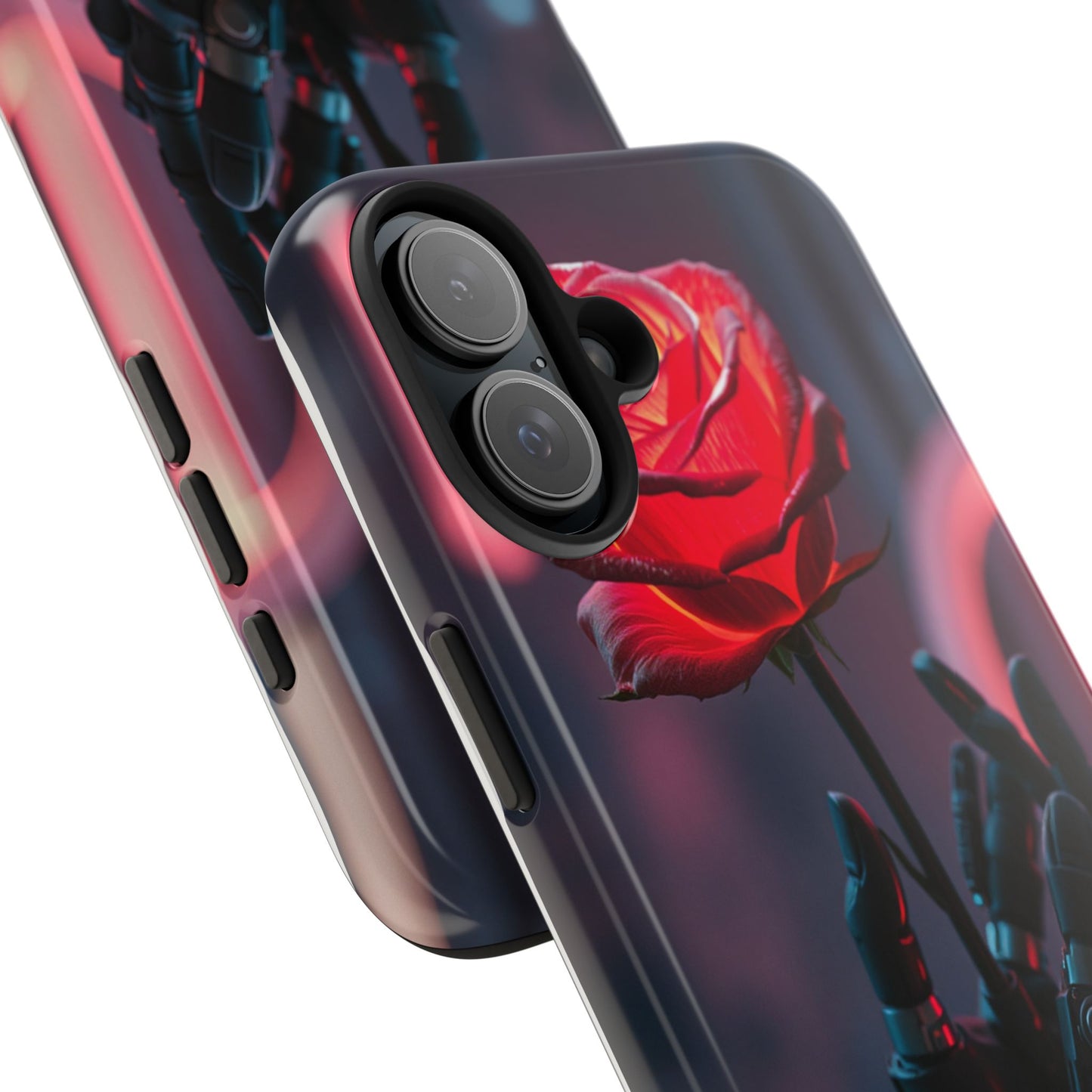 Futuristic Tough Phone Case with Robotic Rose Design | Durable Protection