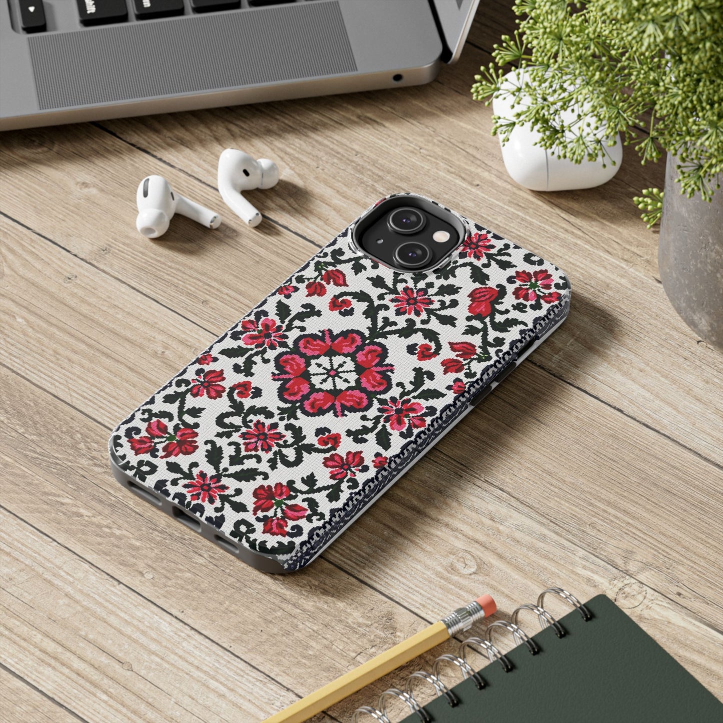 Traditional Knit Floral Design | Tough Phone Case - Durable Protection for iPhone