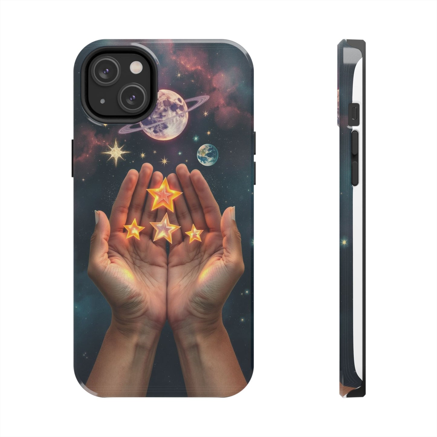 Galaxy Hands Tough Phone Case - Celestial Design for Star Lovers
