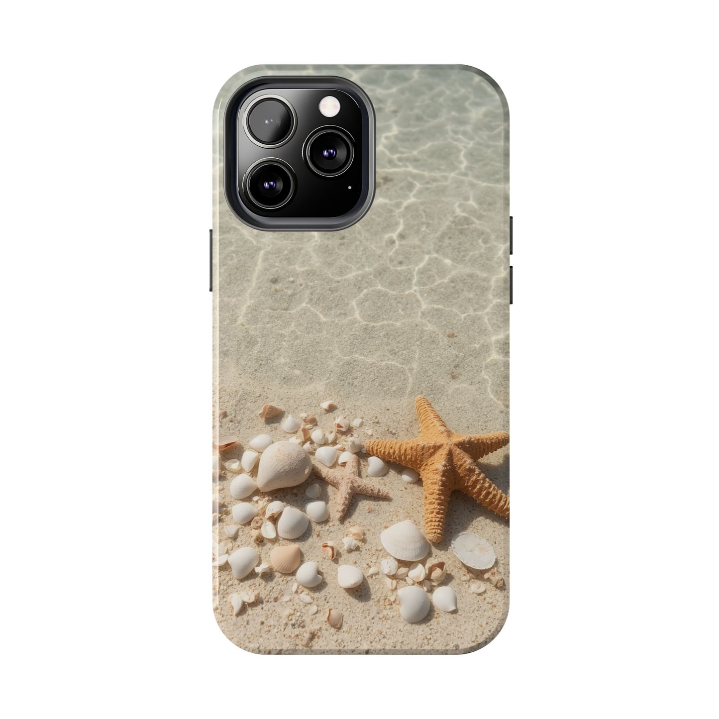 Beach-Inspired Tough Phone Case with Starfish and Seashell Design