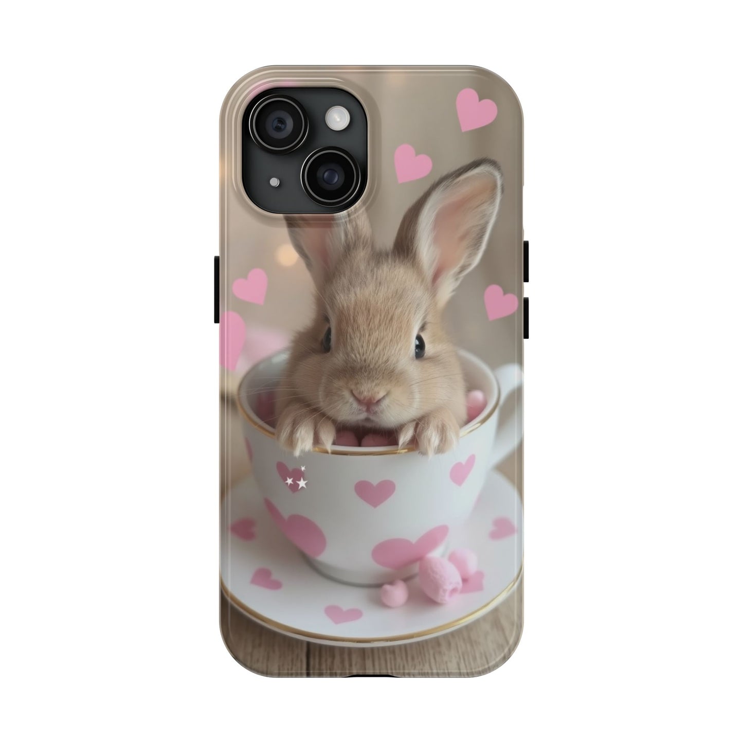 Adorable Bunny Phone Case with Heart Design - Cute Gift for Animal Lovers