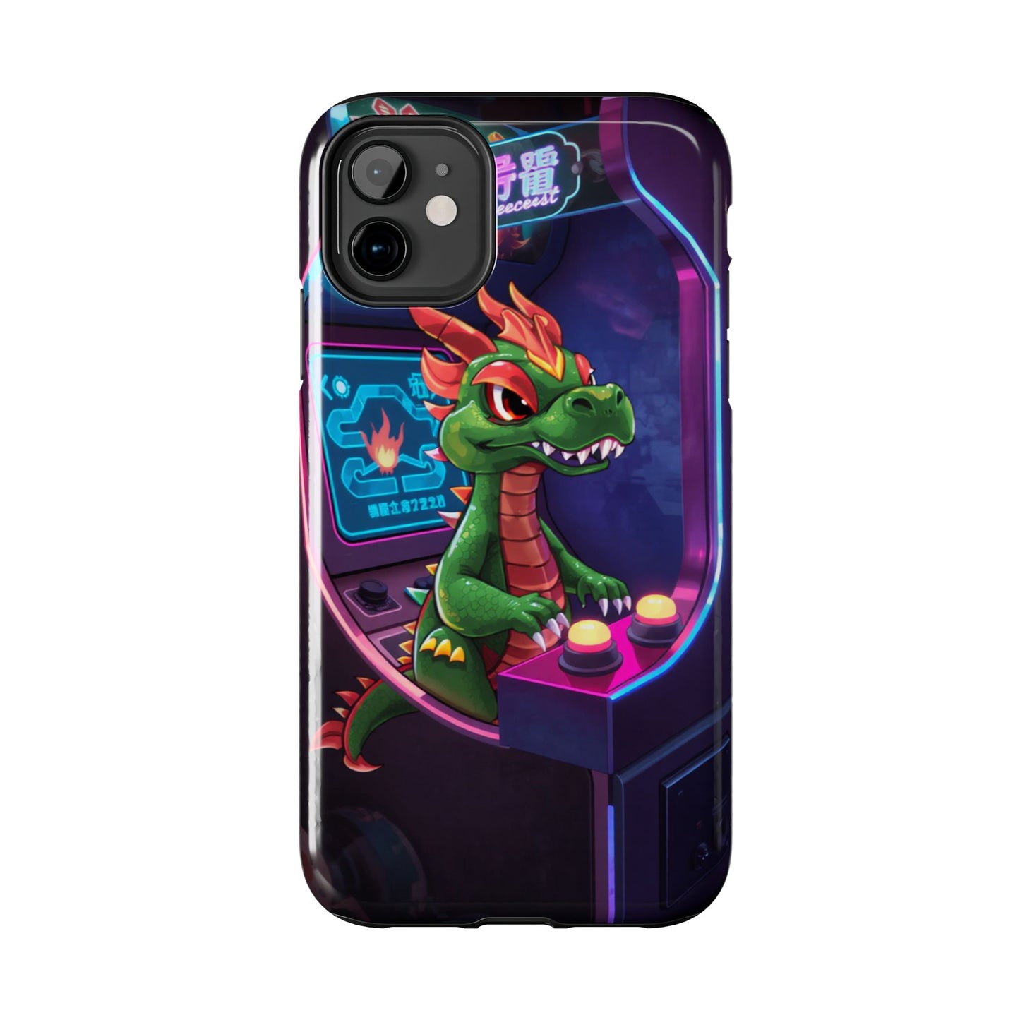 Retro Gamer Tough Phone Case with Dragon Design