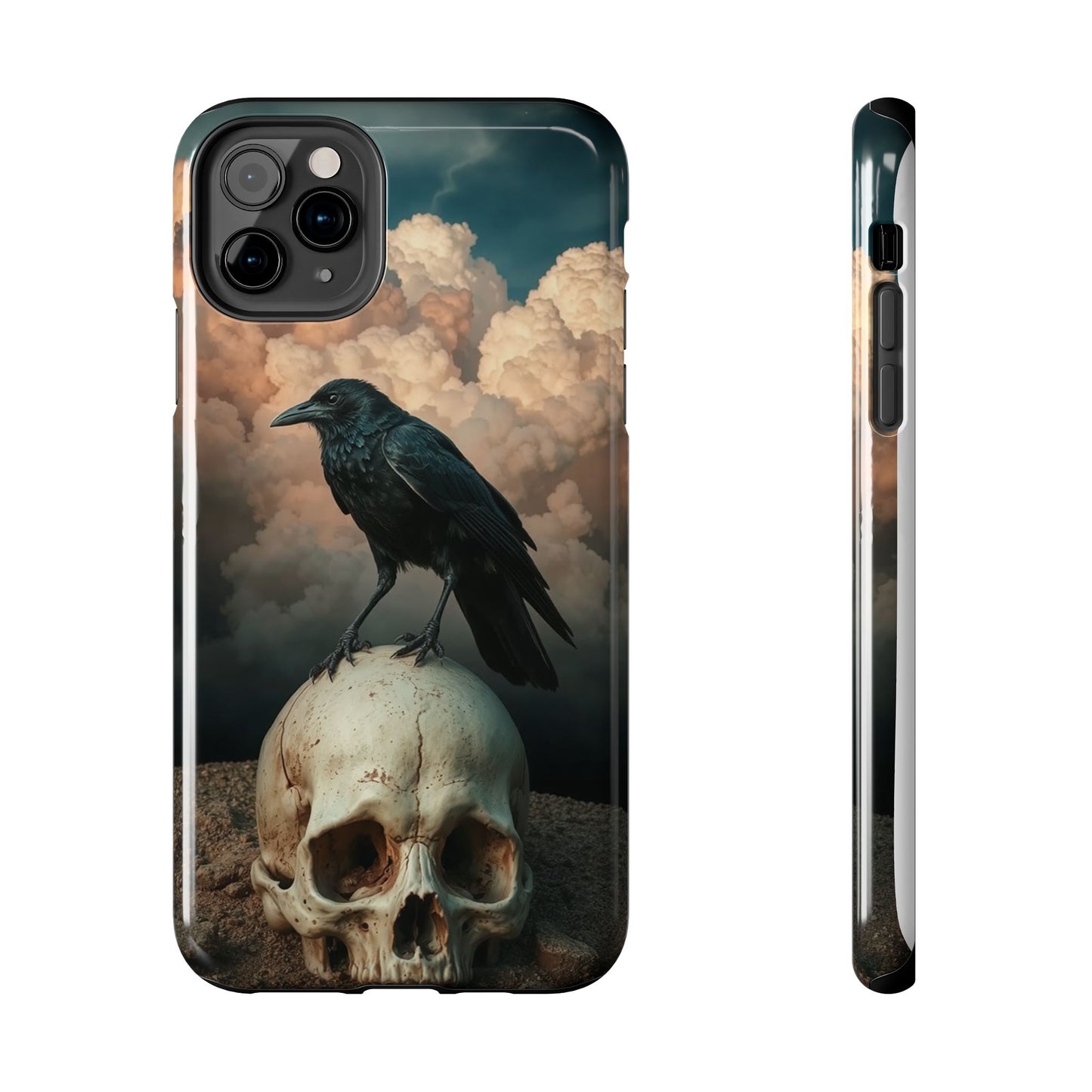 Gothic Raven Skull Tough Phone Case - Unique Protective Cover for Halloween Lovers