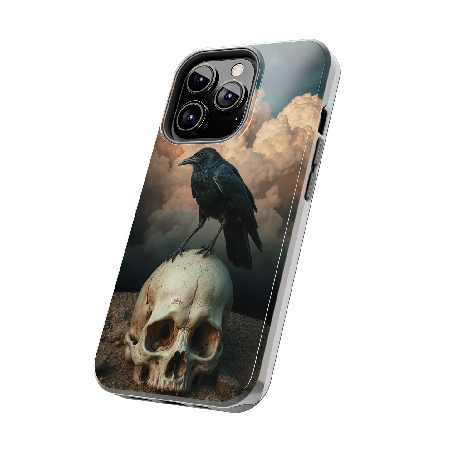 Gothic Raven Skull Tough Phone Case - Unique Protective Cover for Halloween Lovers