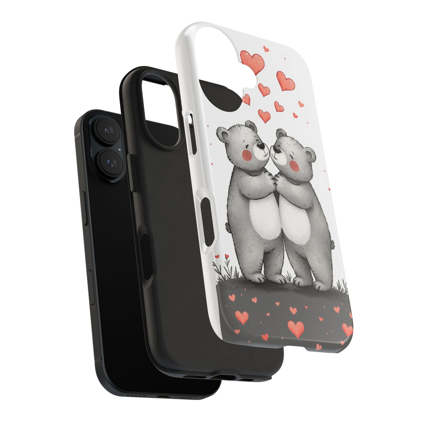 Cute Bear Love Tough Phone Case - Perfect for Valentine's Day & Couples