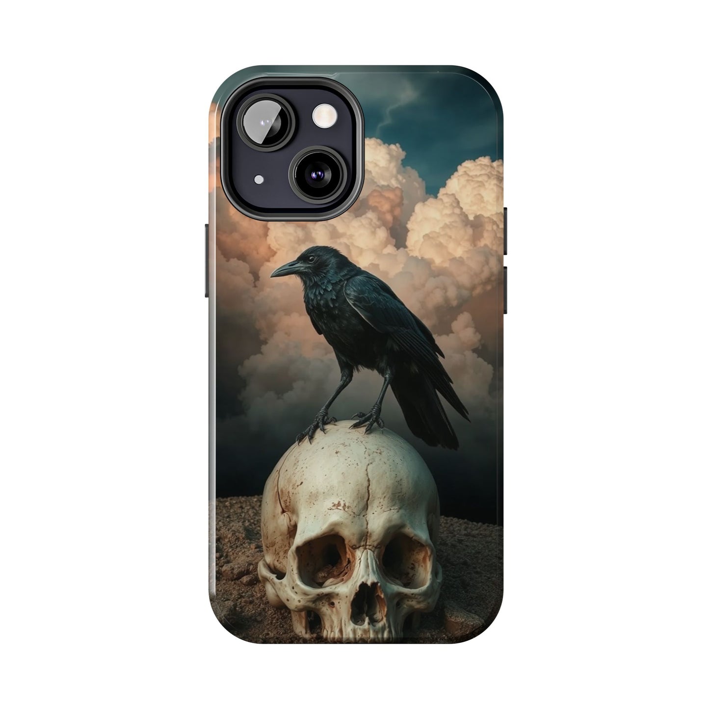 Gothic Raven Skull Tough Phone Case - Unique Protective Cover for Halloween Lovers