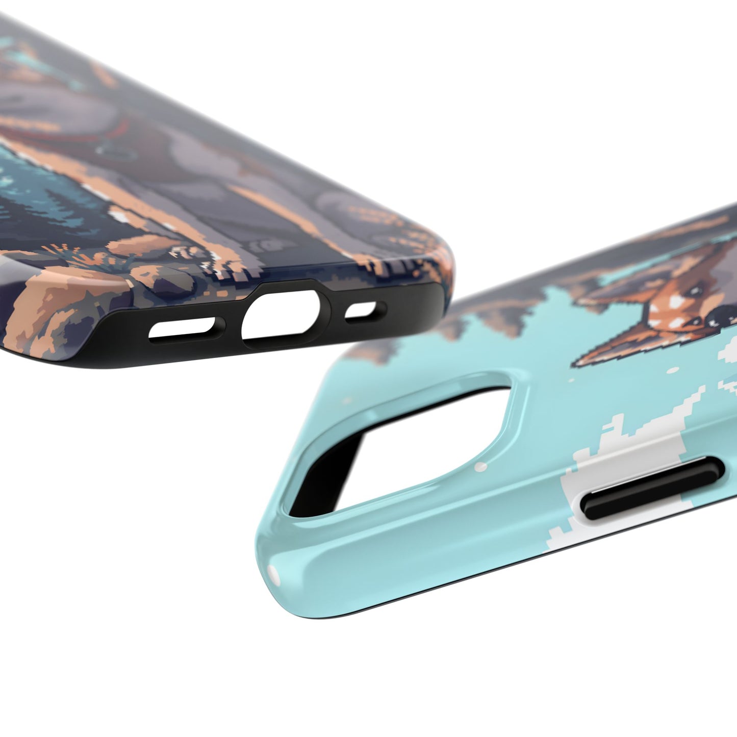 Retro Dog Adventure Tough Phone Case - Pixel Art Shiba Inu Design - for iPhone