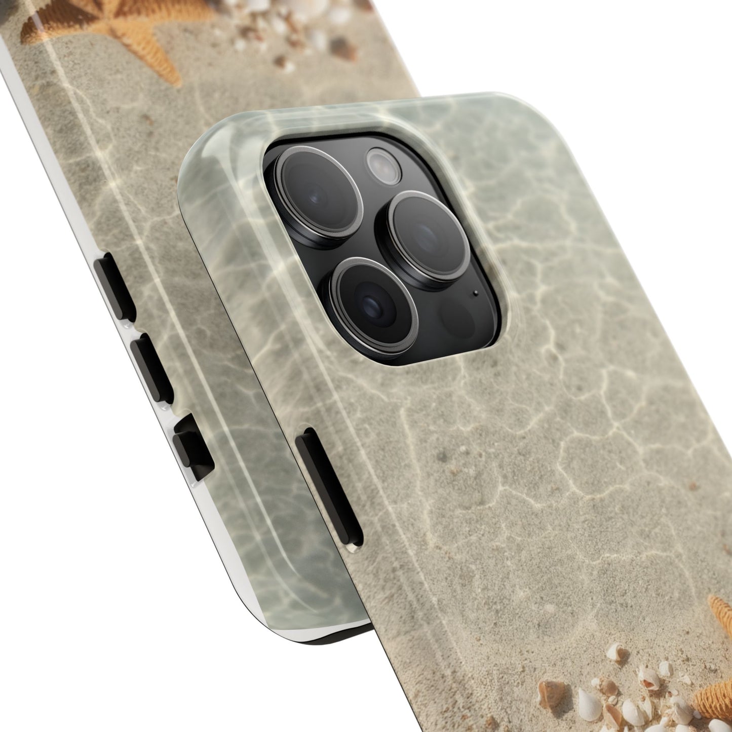 Beach-Inspired Tough Phone Case with Starfish and Seashell Design