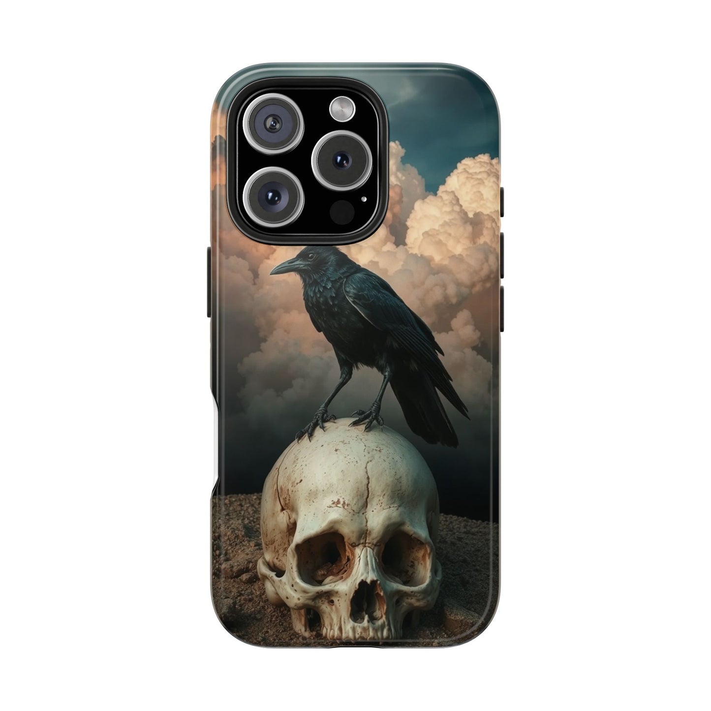 Gothic Raven Skull Tough Phone Case - Unique Protective Cover for Halloween Lovers