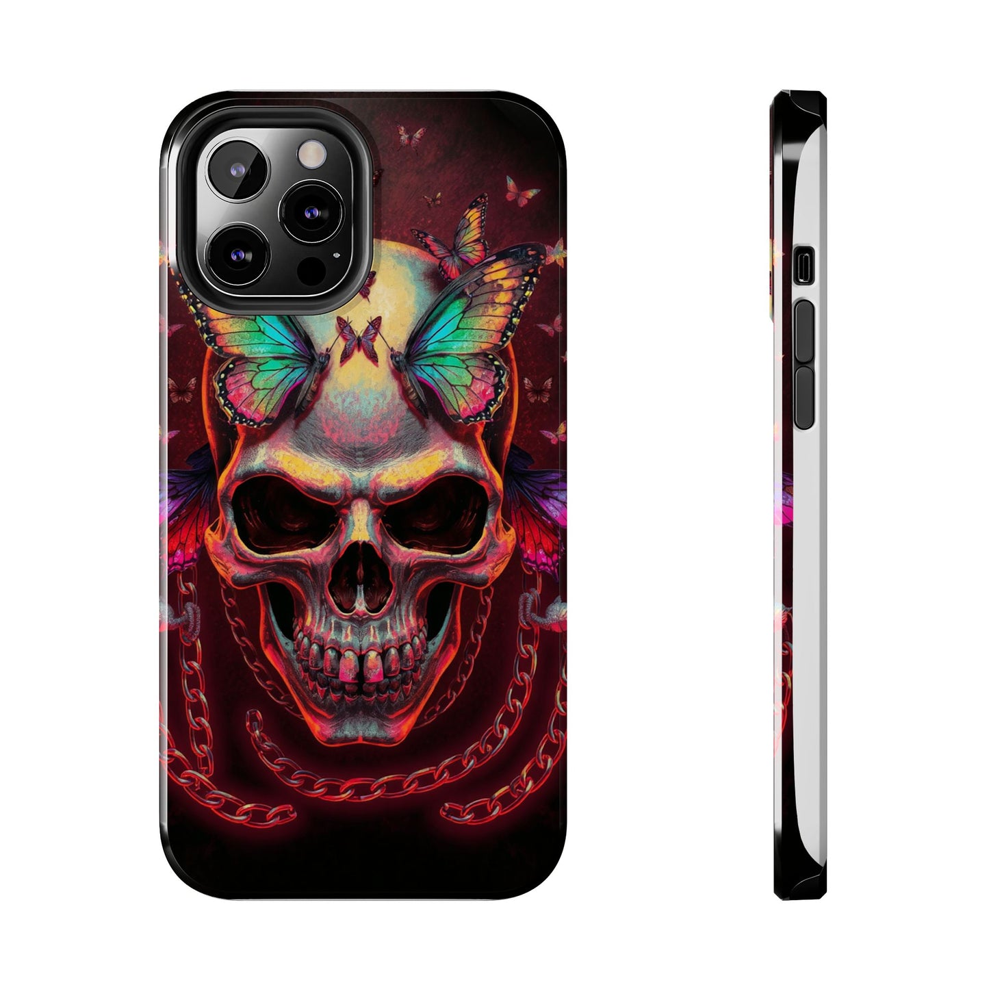 Gothic Skull Phone Case with Butterflies - Durable Tough Phone Case