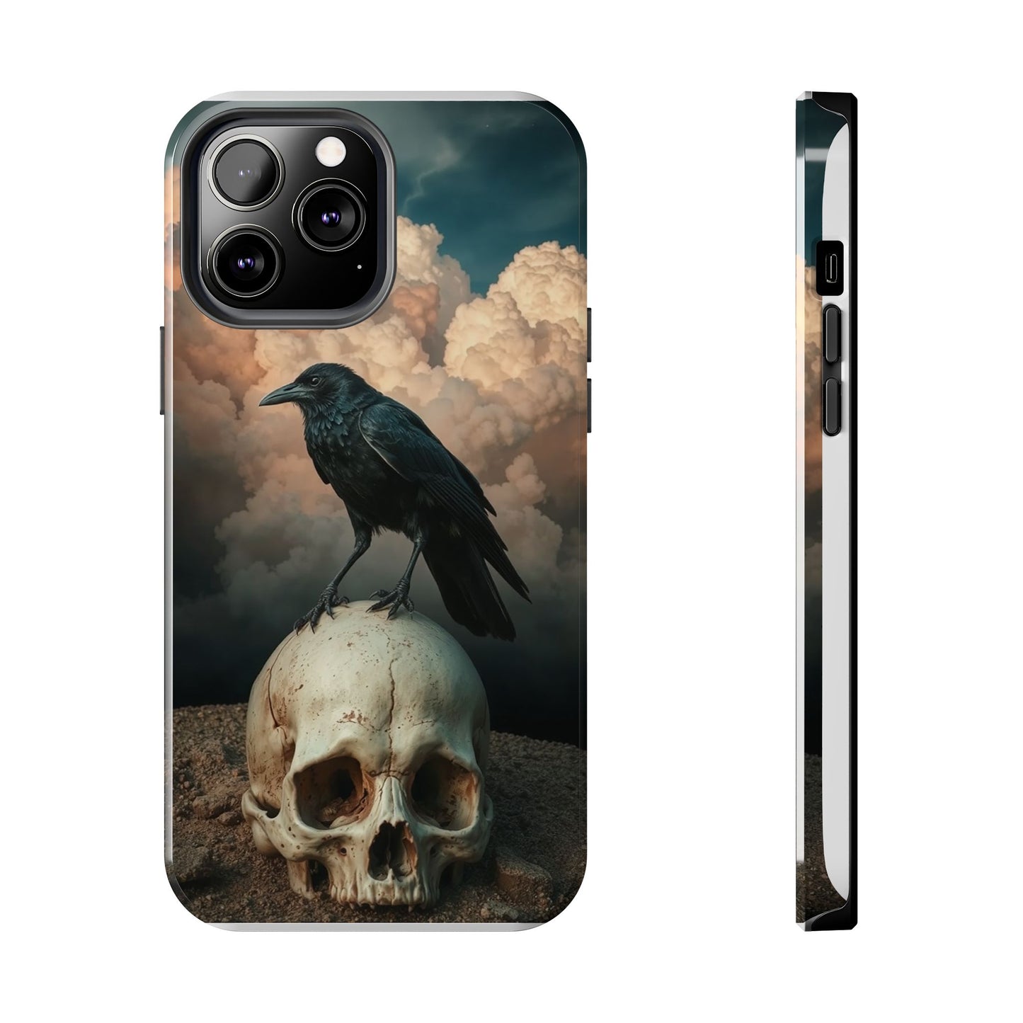 Gothic Raven Skull Tough Phone Case - Unique Protective Cover for Halloween Lovers