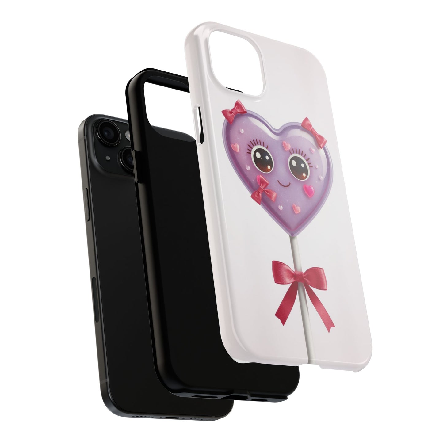 Cute Heart Lollipop Tough Phone Case - Adorable Protection for Candy Lovers