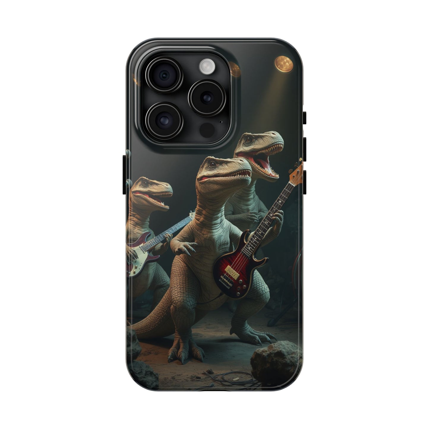 Rockin' Dinosaur Tough Phone Cases - Perfect for Music Lovers and Kids!