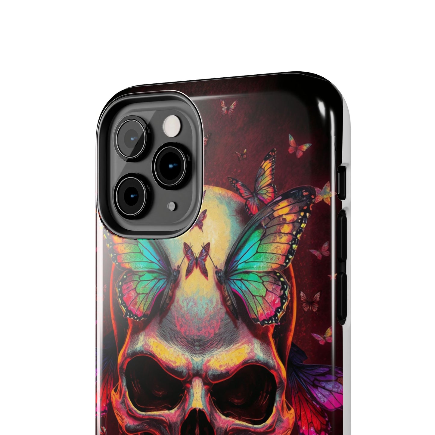 Gothic Skull Phone Case with Butterflies - Durable Tough Phone Case