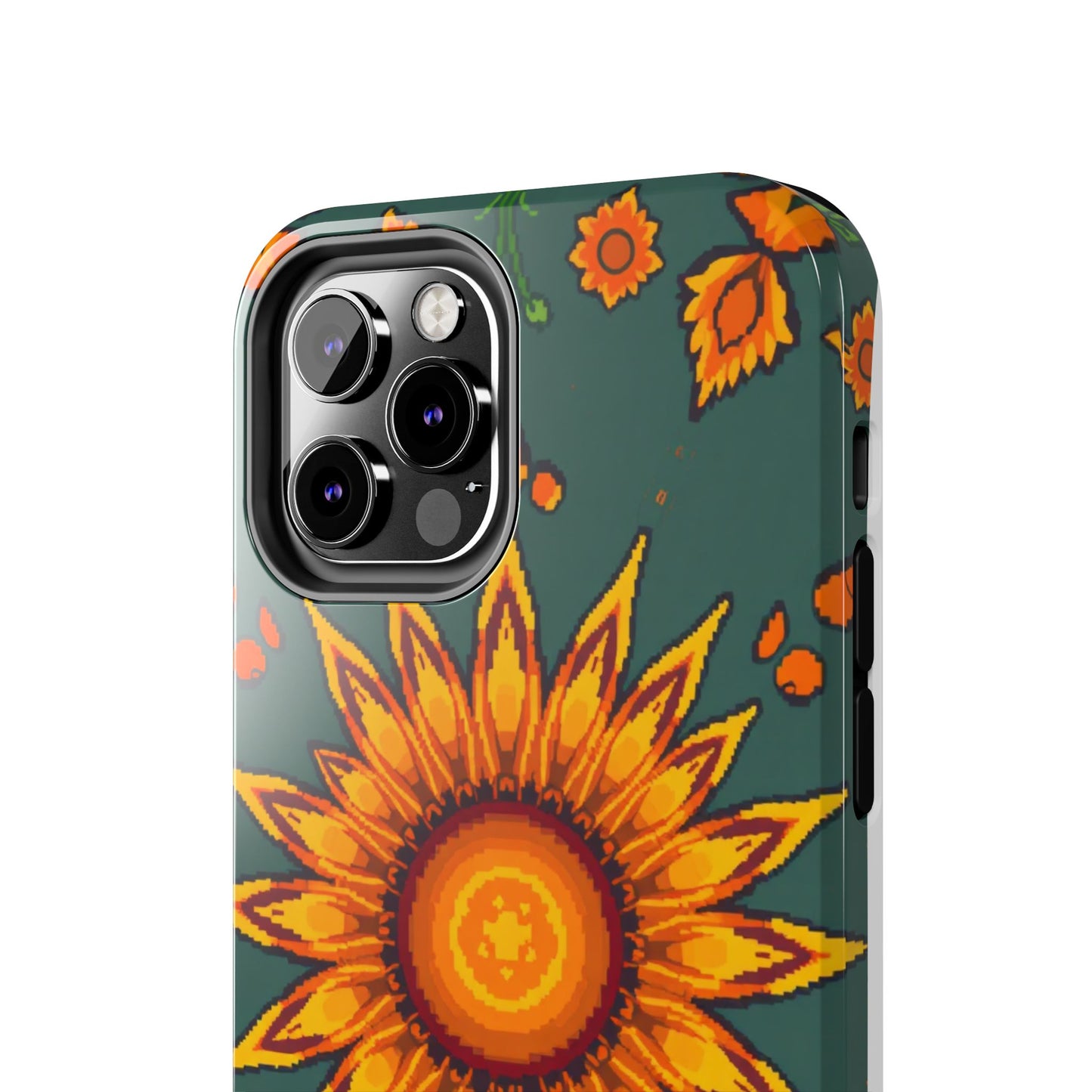 Pixelated Vibrant Floral Tough Phone Case | Sunflower Design for Nature Lovers - for iPhone