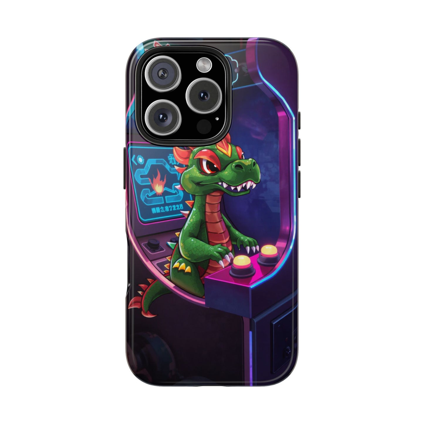 Retro Gamer Tough Phone Case with Dragon Design