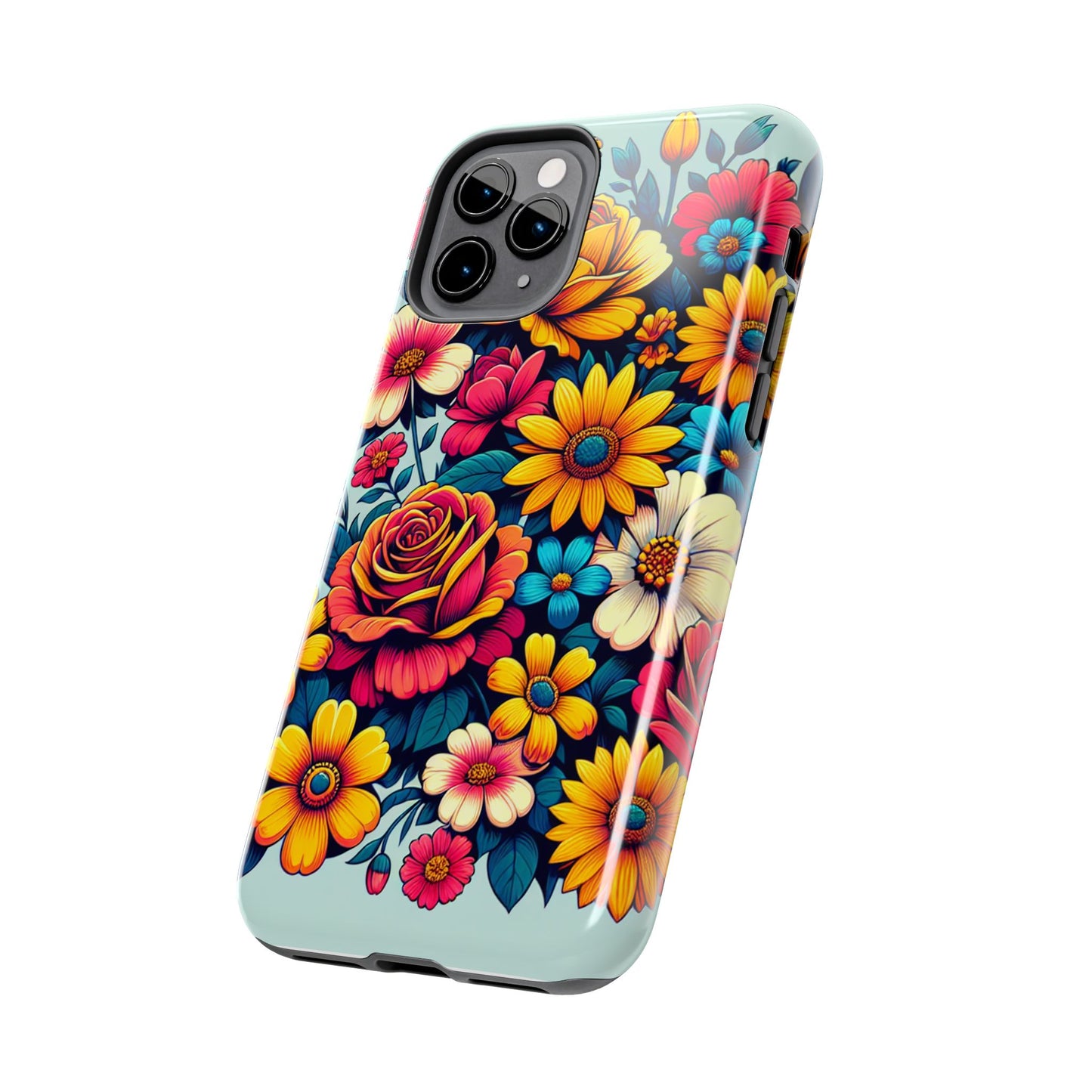 Vibrant Floral Tough Phone Case - Colorful Flower Design - for iPhone