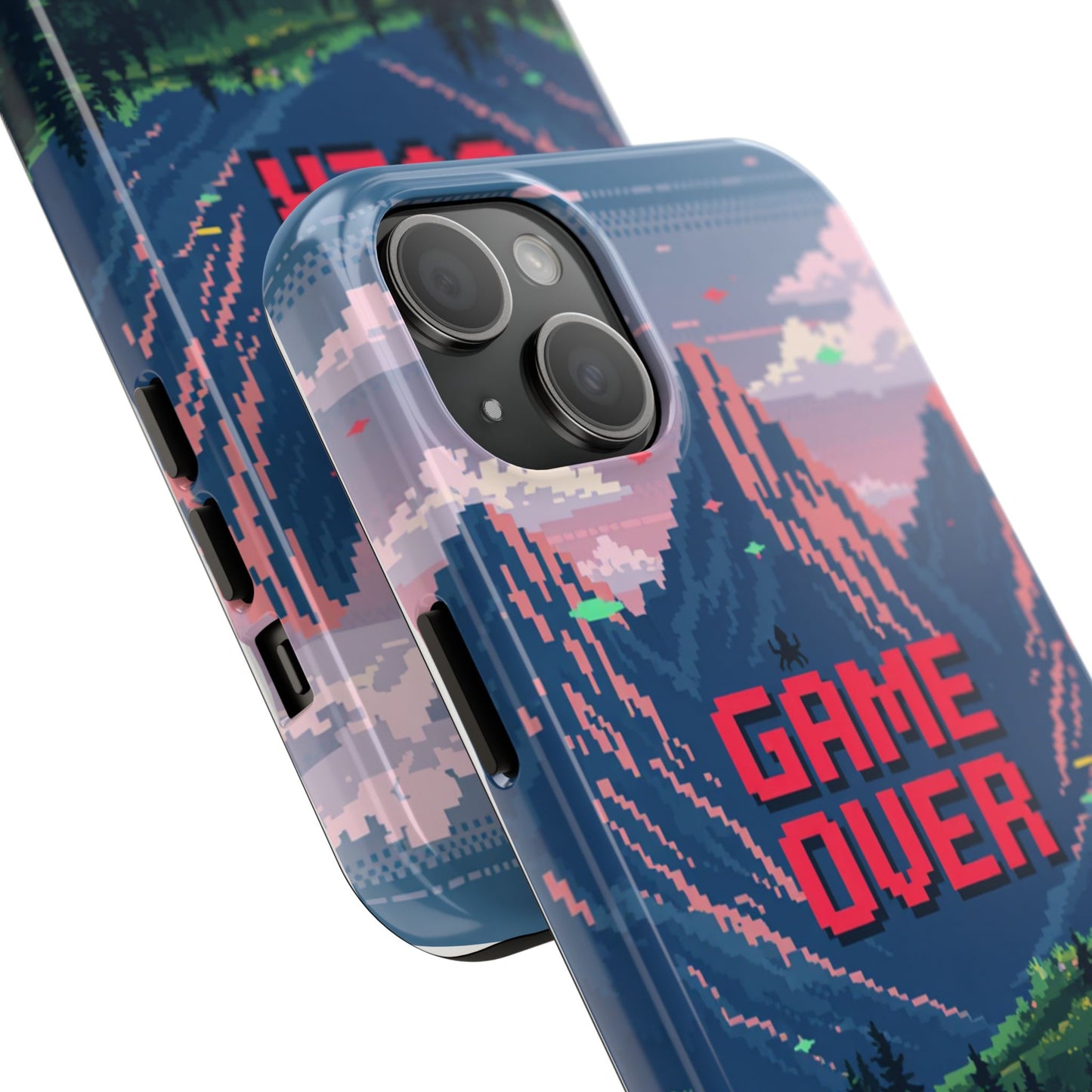 Pixel Art Tough Phone Case - 'Game Over' Design for Gamers