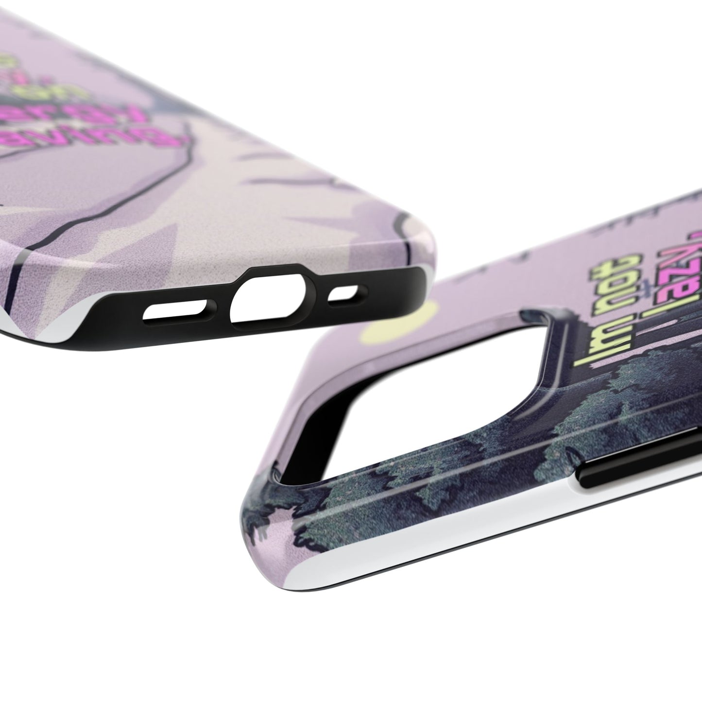 Humorous Tough Phone Case – "I'm Not Lazy, I'm On Energy Saving"